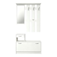 Έπιπλο εισόδου Jentia pakoworld με καθρέπτη λευκό MDF 113x100x89εκ