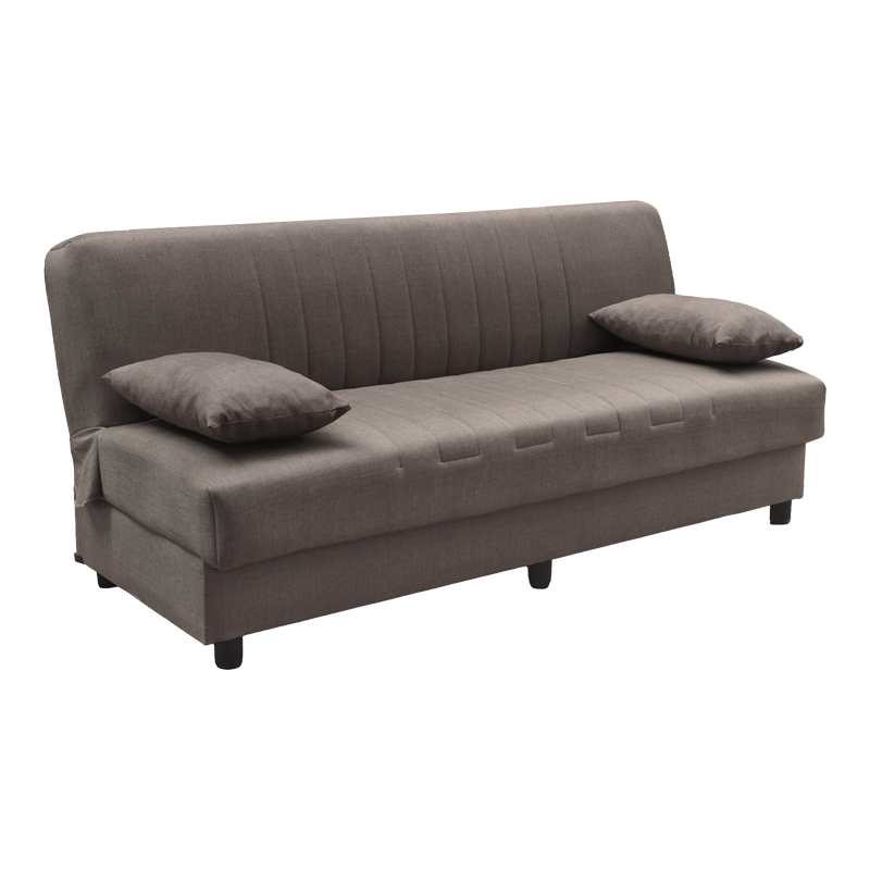 Καναπές Κρεβάτι Romina pakoworld τριθέσιος με αποθηκευτικό χώρο καφέ ύφασμα 180x75x85εκ