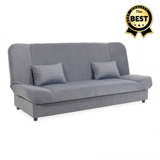 Kαναπές - κρεβάτι Tiko PLUS Megapap τριθέσιος με αποθηκευτικό χώρο και ύφασμα σε γκρι 200x90x96εκ.