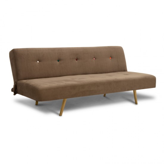 Καναπές - κρεβάτι Daniel Megapap τριθέσιος βελούδινος χωρίς μπράτσα σε καφέ 183x83x79εκ.