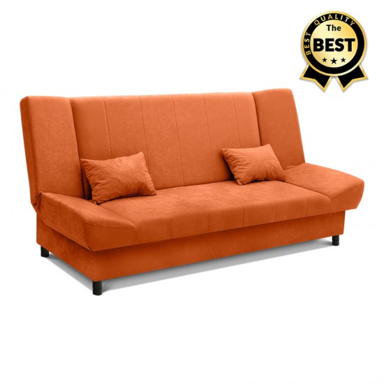 Kαναπές - κρεβάτι Tiko Plus Megapap τριθέσιος με αποθηκευτικό χώρο και ύφασμα σε κεραμιδί 200x90x96εκ.