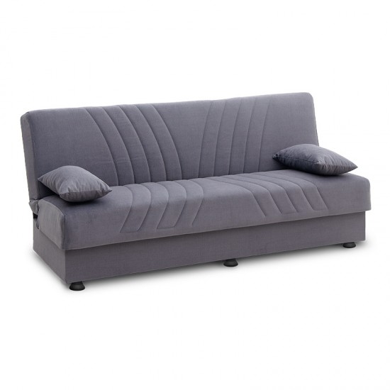 Καναπές - κρεβάτι Marvy Megapap υφασμάτινος με αποθηκευτικό χώρο χρώμα ανθρακί 182x77x87εκ.