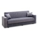 Καναπές - κρεβάτι Daisy Megapap υφασμάτινος με αποθηκευτικό χώρο χρώμα ανθρακί 215x76x84εκ.