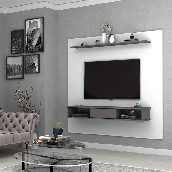 Σύνθεση τηλεόρασης Sline Megapap από μελαμίνη χρώμα λευκό 178x30x168εκ.