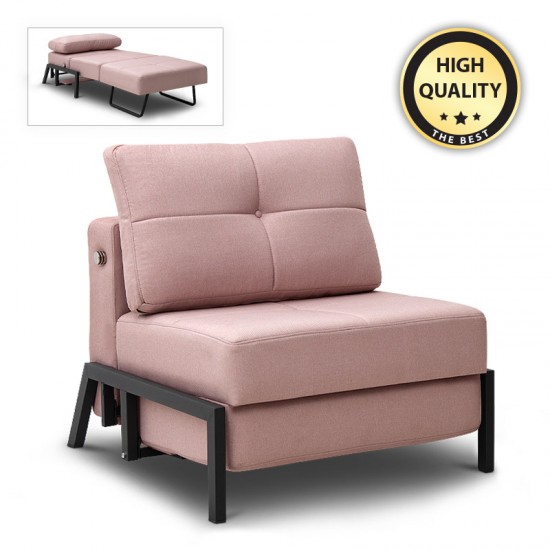 Πολυθρόνα - κρεβάτι Lombardy Megapap διθέσια υφασμάτινη χρώμα σάπιο μήλο 89x90x90εκ.