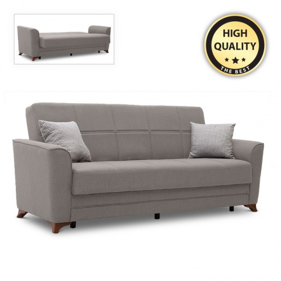 Καναπές - κρεβάτι Albero Megapap τριθέσιος υφασμάτινος χρώμα μπεζ-γκρι 232x92x98εκ.
