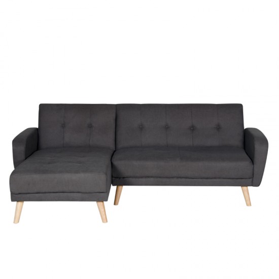 Γωνιακός καναπές - κρεβάτι Lucas Megapap τριθέσιος αναστρέψιμος σε χρώμα γκρι 231x152x85εκ.