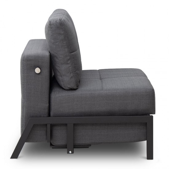 Πολυθρόνα - κρεβάτι Lombardy Megapap διθέσια υφασμάτινη χρώμα ανθρακί 89x90x90εκ.