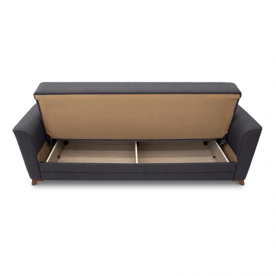 Καναπές - κρεβάτι Albero Megapap τριθέσιος υφασμάτινος χρώμα ανθρακί 232x92x98εκ.