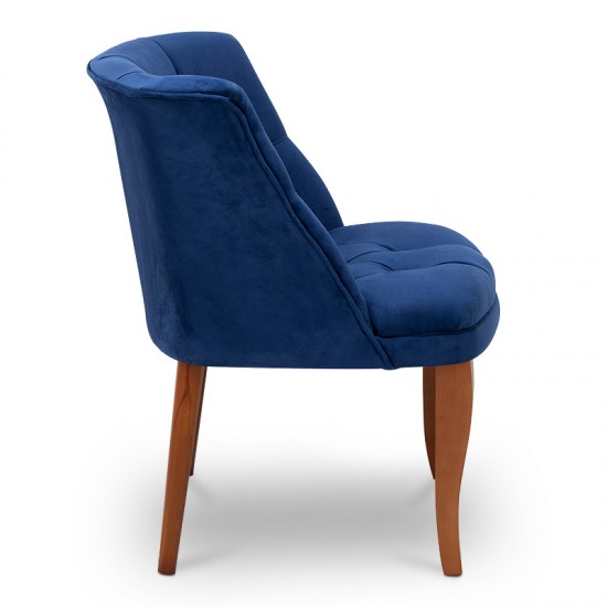 Πολυθρόνα Beatrice Megapap βελούδινη χρώμα royal μπλε 62x60x76εκ.