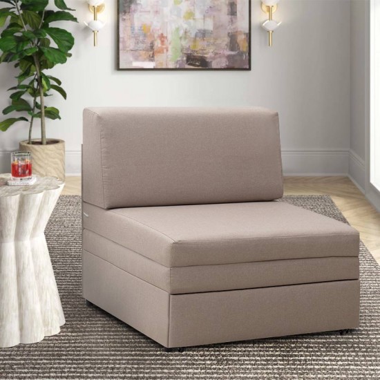 Πολυθρόνα - κρεβάτι Heaton Megapap υφασμάτινη χρώμα μπεζ 85x97x88εκ.