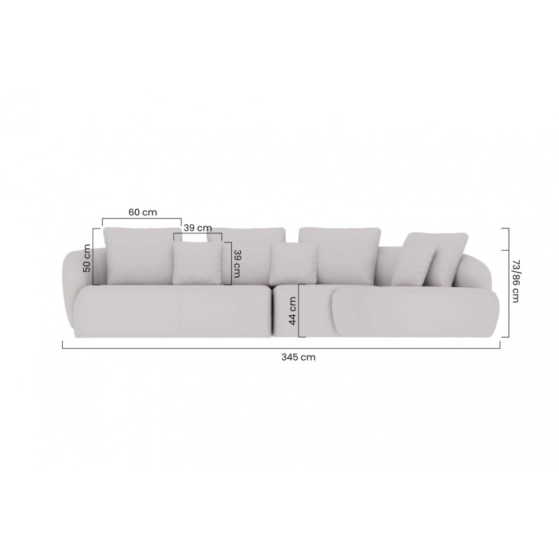 Γωνιακός Καναπές Finezal επιλογή υφάσματος 345x236x86cm