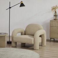 Πολυθρόνα SEDIA μπεζ από ύφασμα TEDDY BOUCLÉ 95x88x70 cm