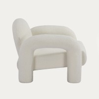 Πολυθρόνα SEDIA εκρού από ύφασμα TEDDY BOUCLÉ 95x88x70 cm