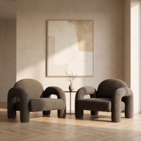 Πολυθρόνα SEDIA καφέ από ύφασμα TEDDY BOUCLÉ 95x88x70 cm