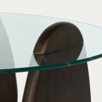 Τραπεζάκι σαλονιού BELLARE σκούρο καφέ με γυάλινη επιφάνεια 80x39 cm