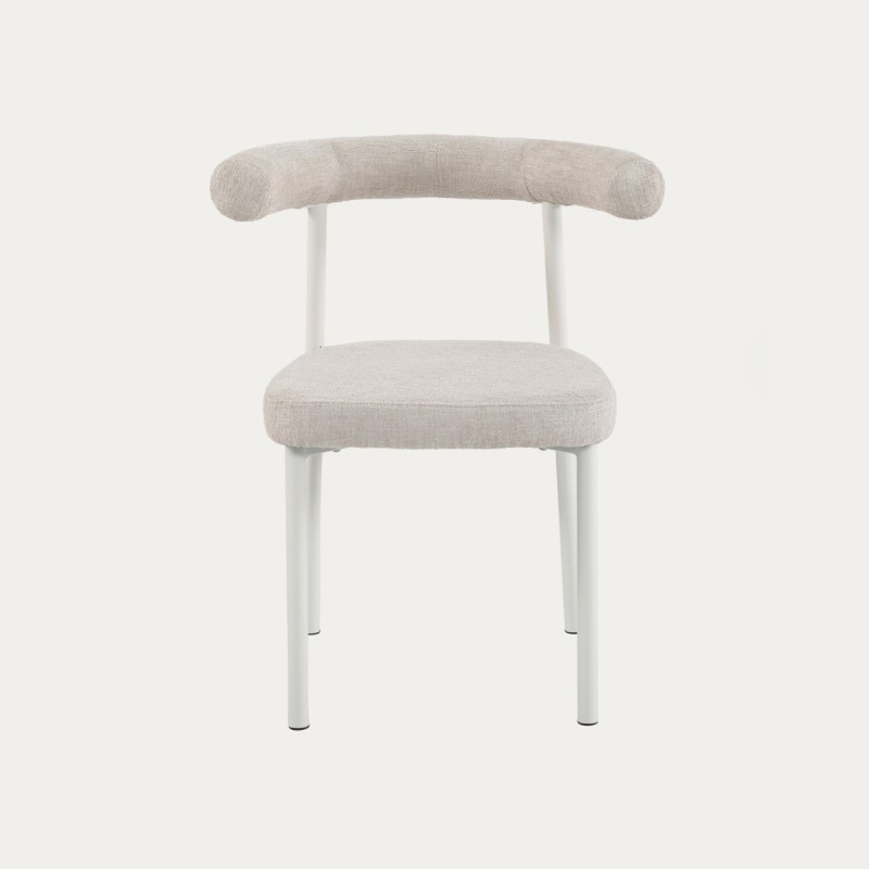 Καρέκλα NOVARO μπεζ με λευκά πόδια 53.5x61x75.5 cm