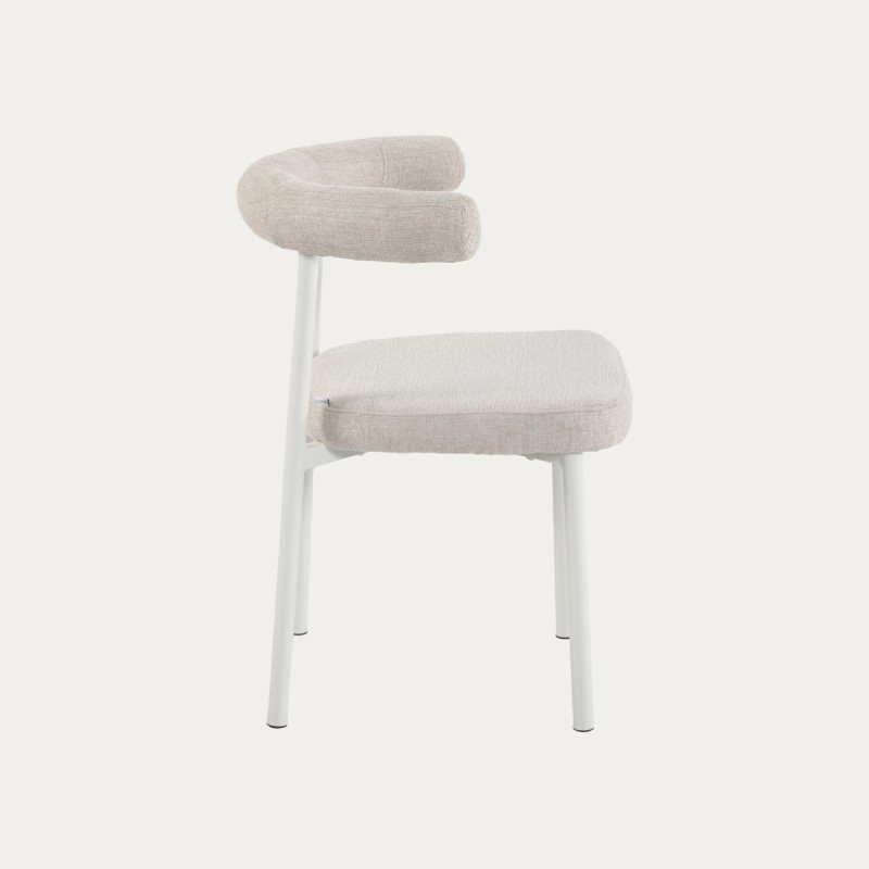 Καρέκλα NOVARO μπεζ με λευκά πόδια 53.5x61x75.5 cm