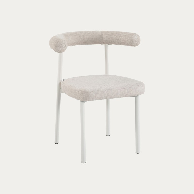 Καρέκλα NOVARO μπεζ με λευκά πόδια 53.5x61x75.5 cm