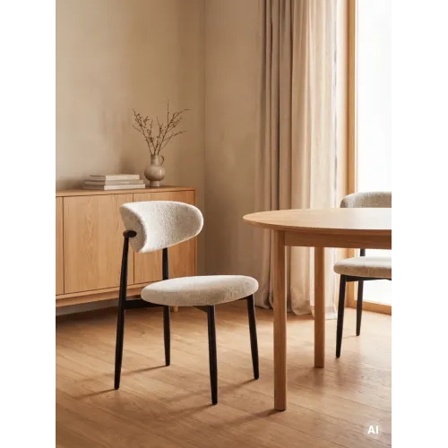 Καρέκλα AVERON μπεζ με μαύρα πόδια 52x55.5x77 cm