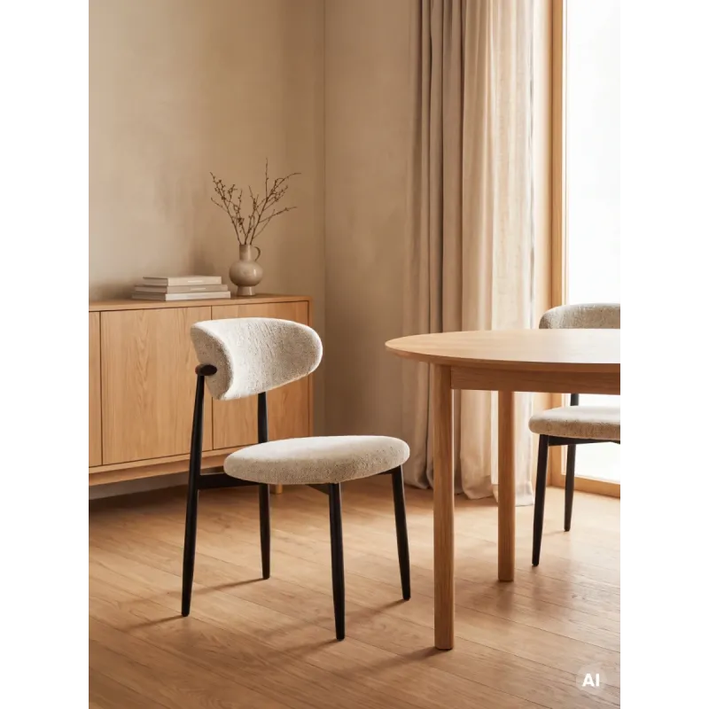 Καρέκλα AVERON μπεζ με μαύρα πόδια 52x55.5x77 cm