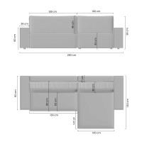 Γωνιακός Καναπές-Κρεβάτι Flabio Mini 283x90x144cm