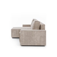Γωνιακός Καναπές κρεβάτι Flabio Mini σε μπέζ κοτλέ 283x144x77cm