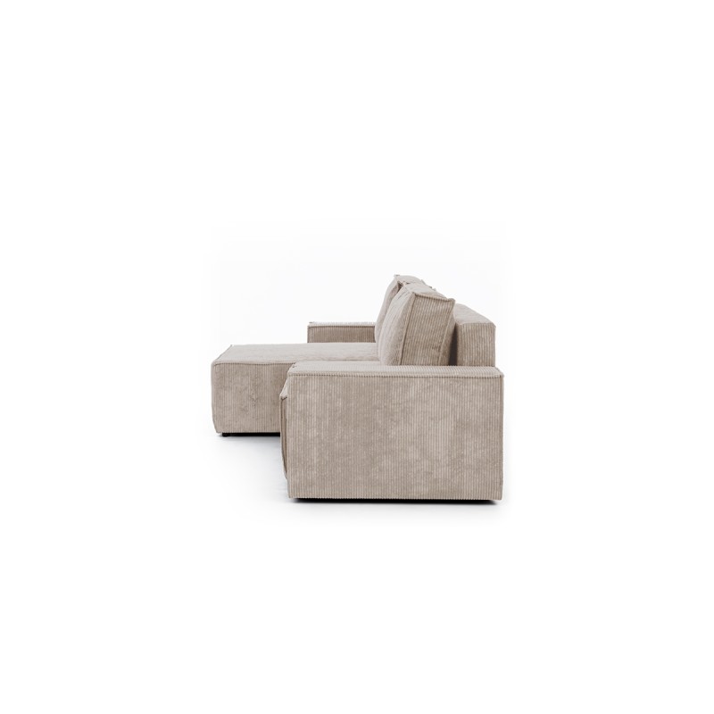 Γωνιακός Καναπές κρεβάτι Flabio Mini σε μπέζ κοτλέ 283x144x77cm