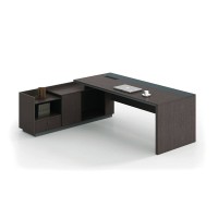 ADVANCE Γραφείο Αριστερή Γωνία Σκούρο Καρυδί - Sky Grey 180x80/160x40 (H.75)cm