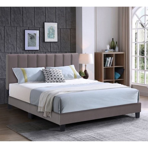 ALLEGRO Κρεβάτι Διπλό 140x190cm, Ύφασμα Cappuccino, με Κεφαλάρι πολλαπλών θέσεων 149x205x117/127cm