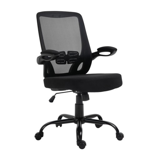 BF2930W Πολυθρόνα Γραφείου Ανακλινόμενα Μπράτσα, Μέταλλο Βάση, Mesh - Ύφασμα Μαύρο 60x62x99/109cm