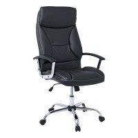BF5700 Πολυθρόνα Διευθυντή Μέταλλο Χρώμιο, Pu Μαύρο 64x72x112/121cm