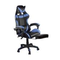 BF7860 Gaming Relax Πολυθρόνα Γραφείου με Υποπόδιο, Pu Μαύρο - Μπλε 63x70x117/127cm