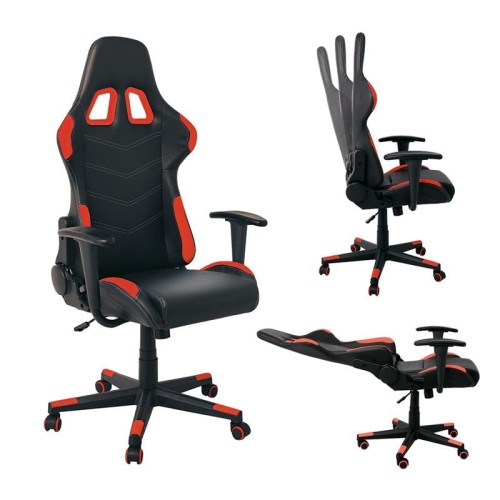 BF9150 Gaming Πολυθρόνα Γραφείου, Ανάκλιση Πλάτης έως 90°, Pu Μαύρο - Κόκκινο 67x69x124/134cm