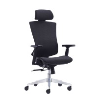 BF9600 Πολυθρόνα Γραφείου Διευθυντή, Βάση Αλουμινίου, Ύφασμα Μαύρο 68x68x120/130cm