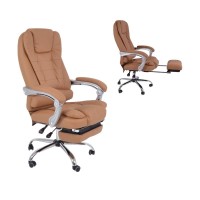 BF9700 Relax Πολυθρόνα Γραφείου Διευθυντή, με Υποπόδιο, Βάση Χρώμιο,PU Μπεζ 67x72x120/128cm