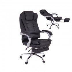 BF9700 Relax Πολυθρόνα Γραφείου Διευθυντή, με Υποπόδιο, Βάση Χρώμιο,PU Μαύρο 67x72x120/128cm