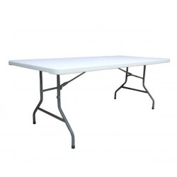 BLOW Τραπέζι Συνεδρίου - Catering Πτυσσόμενο, Μέταλλο Βαφή Γκρι, HDPE Άσπρο 198x90x74cm
