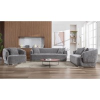 CARACAS Set Σαλόνι - Καθιστικό Πολυθρόνα-2Θέσιος-3Θέσιος, Ύφασμα Γκρι 110x98/193x98/232x98 x H80cm