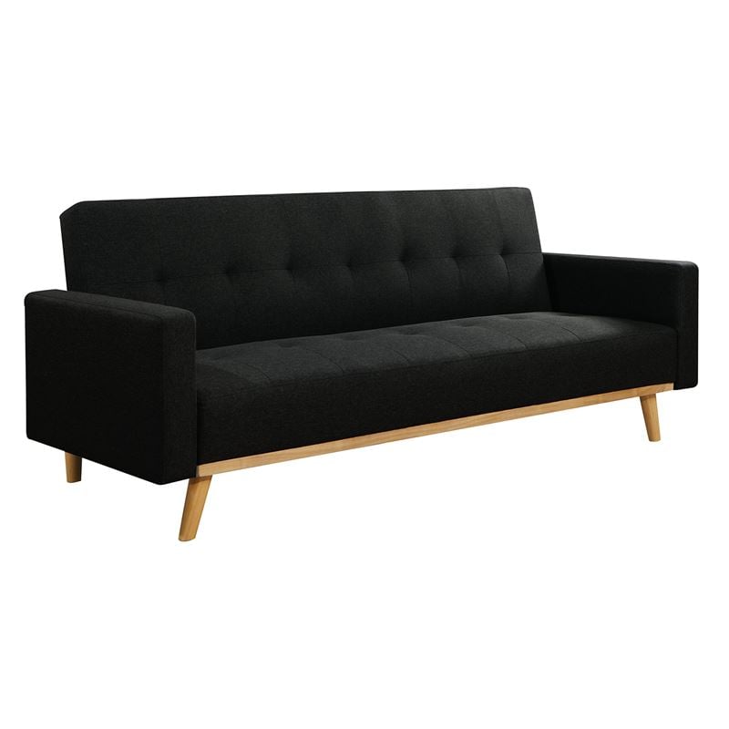 CARLOS Καναπές - Κρεβάτι Σαλονιού Καθιστικού, Ύφασμα Μαύρο 200x88x83cm Bed:180x109x40cm