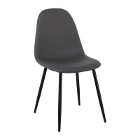 Σετ4ΤεμCELINA Καρέκλα Μέταλλο Βαφή Μαύρο, Pvc Γκρι 45x54x85cm