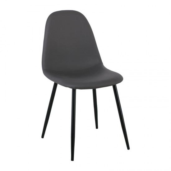 Σετ-4Τεμ.CELINA Καρέκλα Μέταλλο Βαφή Μαύρο, Pvc Γκρι 45x54x85cm