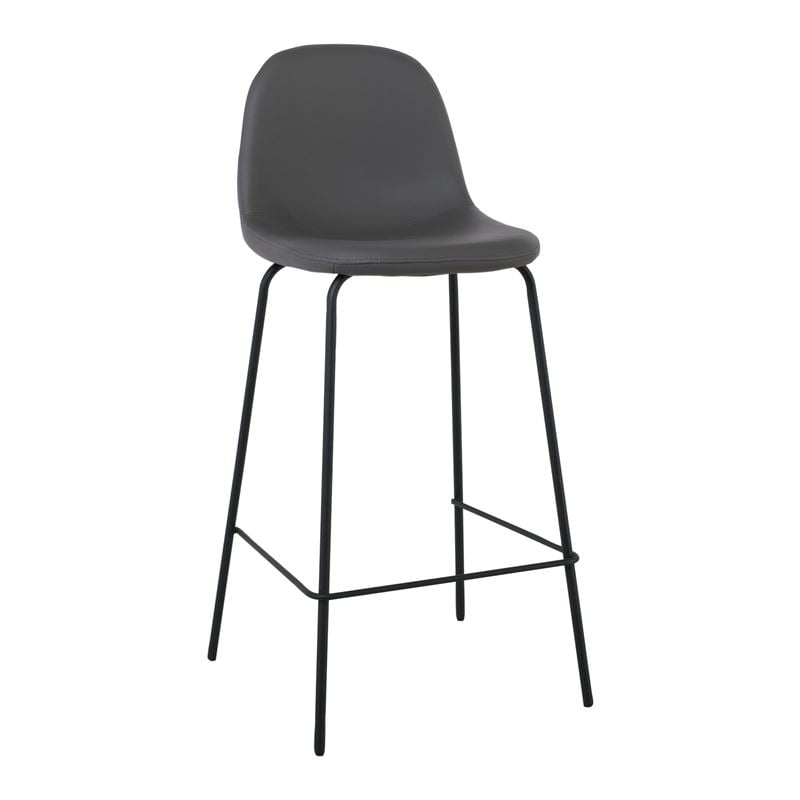 Σετ4ΤεμCELINA Σκαμπό BAR με Πλάτη, Κάθισμα H.67cm, Μέταλλο Βαφή Μαύρο, Pvc Γκρι 47x48x67/95cm