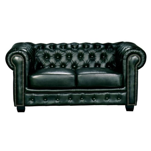 CHESTERFIELD Birmingham Καναπές 2Θέσιος Σαλονιού Καθιστικού,Δέρμα Antique Green 155x91x74cm
