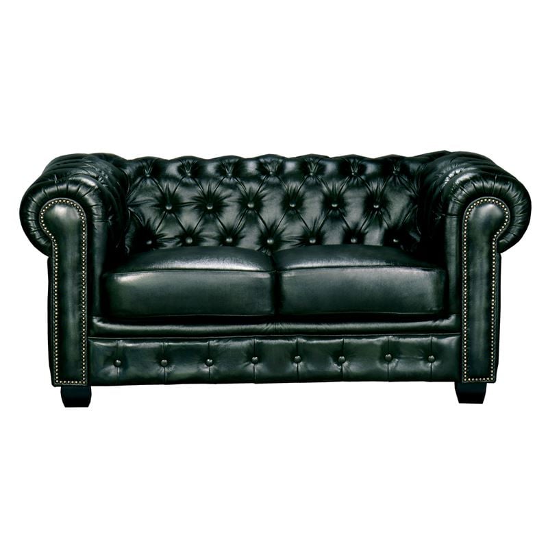 CHESTERFIELD Birmingham Καναπές 2Θέσιος Σαλονιού Καθιστικού,Δέρμα Antique Green 155x91x74cm