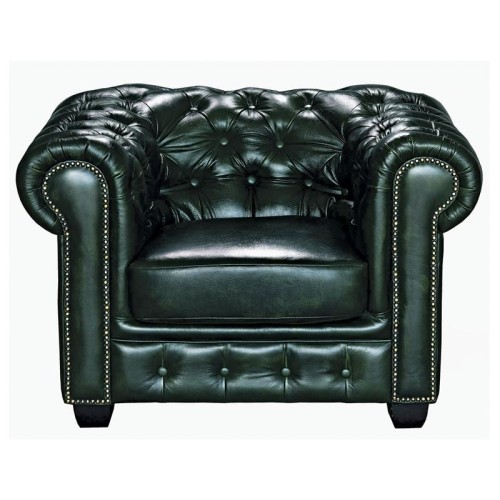 CHESTERFIELD Birmingham Πολυθρόνα Σαλονιού Καθιστικού,Δέρμα Antique Green 103x92x72cm