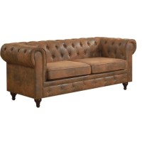 CHESTERFIELD York Kαναπές 3Θέσιος Σαλονιού - Καθιστικού, Ύφασμα Απόχρωση Καφέ Camel 190x82x77cm