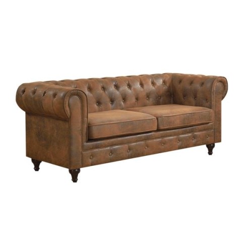 CHESTERFIELD York Kαναπές 3Θέσιος Σαλονιού - Καθιστικού, Ύφασμα Απόχρωση Καφέ Camel 190x82x77cm