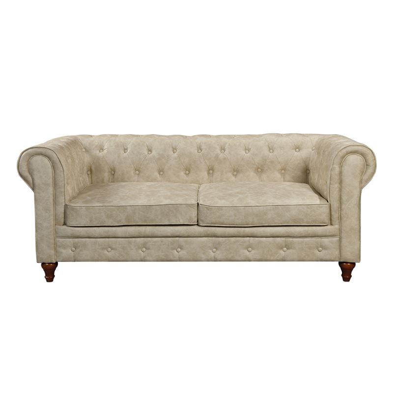CHESTERFIELD York Kαναπές 3Θέσιος Σαλονιού - Καθιστικού, Ύφασμα Απόχρωση Μπεζ 190x82x77cm