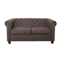 CHESTERFIELD Newport Kαναπές 2Θέσιος Σαλονιού -Καθιστικού, Ύφασμα Antique Look Καφέ 153x82x73cm